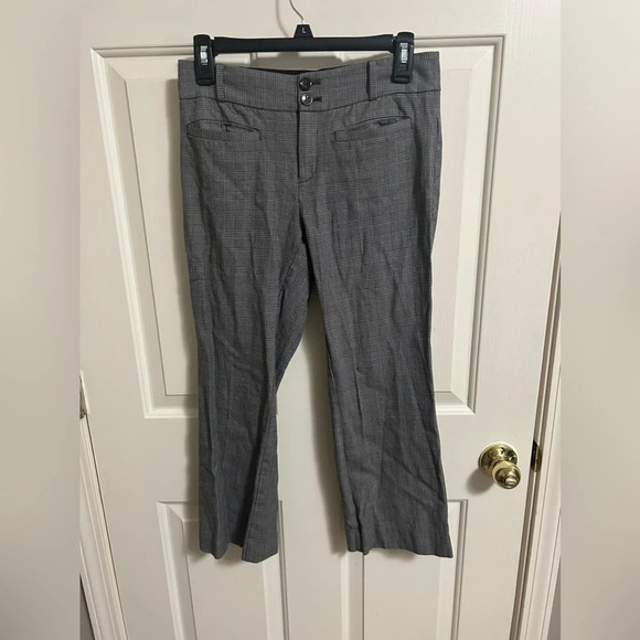 Anthropologie Pants Womens Black White Plaid Houndstooth Flare Crop 4 - Picture 1 of 4